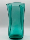 Blenko #8813S Teal Green Paper Bag Vase 8 1/8" Art Glass MCM Vintage