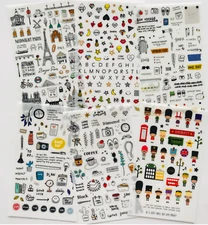 6 Sheet London Pairs Travel Journal Diary Scenic Spots Stickers - Ships from CA