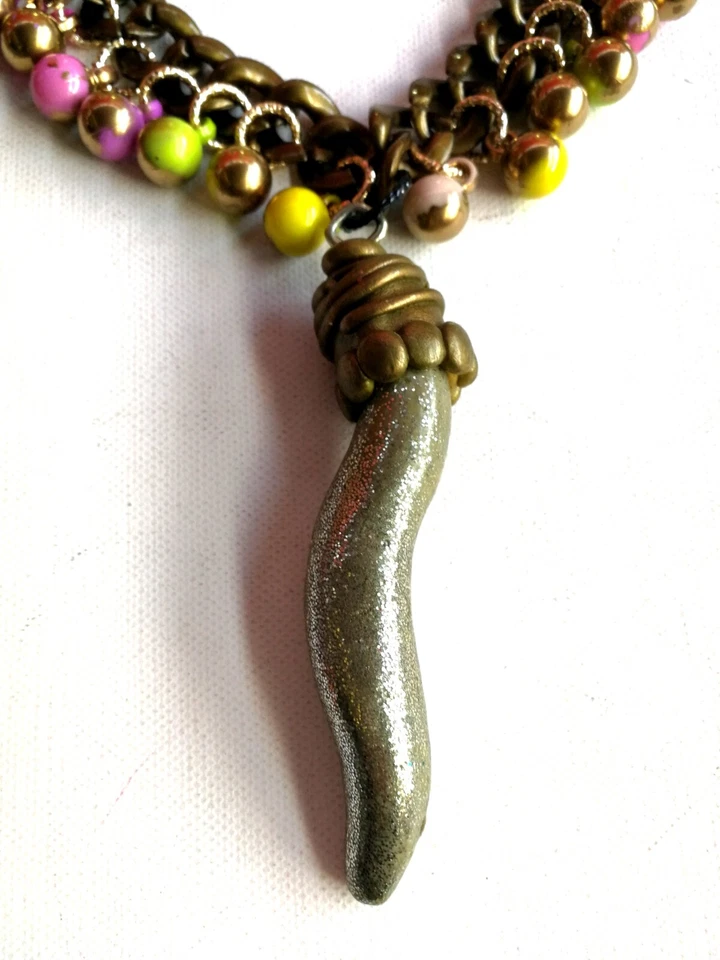 moda joyería mujer joyas collar colgante collar cadena pop diseño cuerno babero Foto 2 de 4