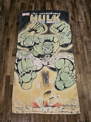 Vintage 2003 The Incredible Hulk Beach Towel Marvel Collectible Comics 29”  x 54”