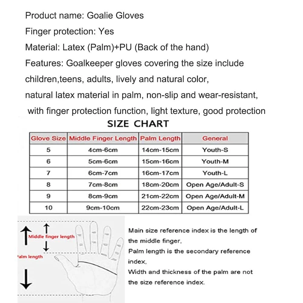 Junior goalie glove size chart 2025
