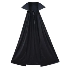 40" Black Cape with Stand-Up Collar ~ ADULT/CHILD VAMPIRE SUPERHERO COSTUME CAPE