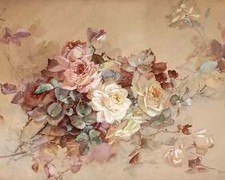 Vintage Pink Yellow Roses Floral Canvas Wall Art for Home Decor