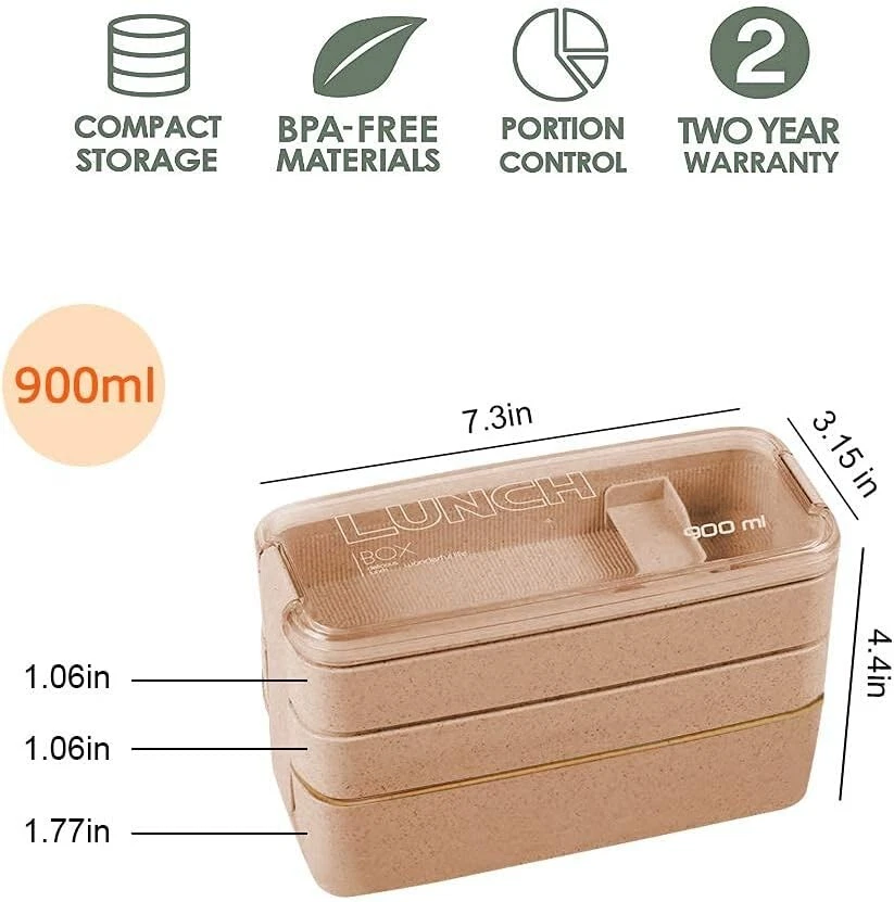 Bento Box Adult Lunch Box With Compartments For Women & Men stackable Japan