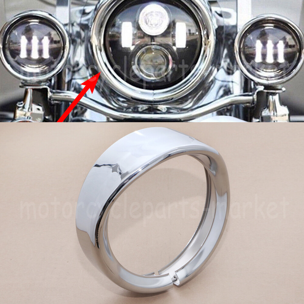 7" Chrome HEADLIGHT TRIM RING VISOR FOR HARLEY FLH FLHS FLHT ROAD KING