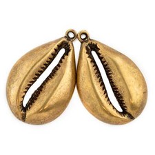 Brass Cowrie Shell Pendant 7x66mm Large Hole