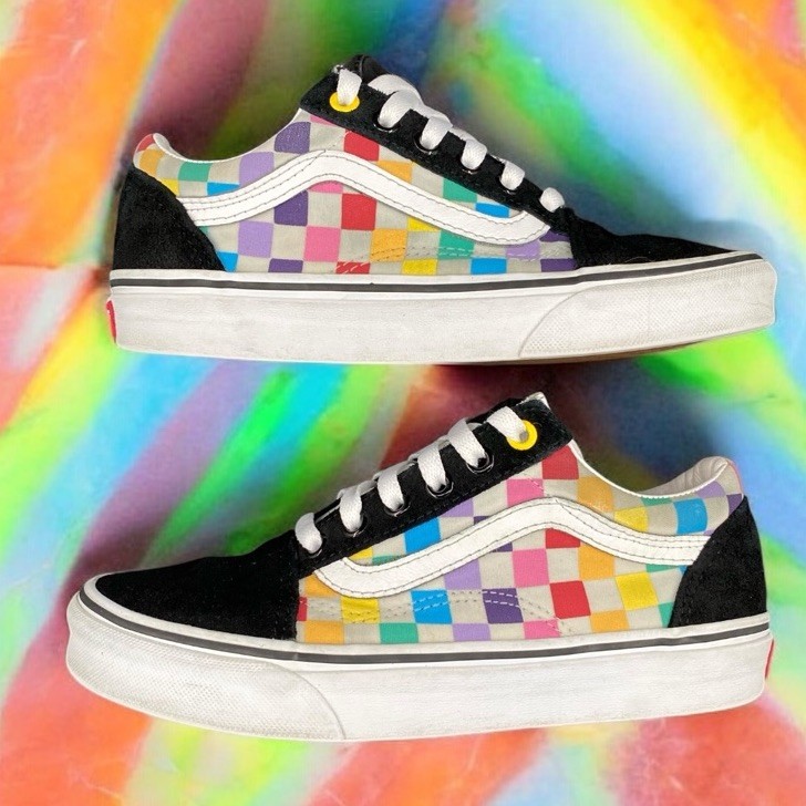 Vans Old Skool Patchwork Checkerboard Sneakers Bl… - image 8