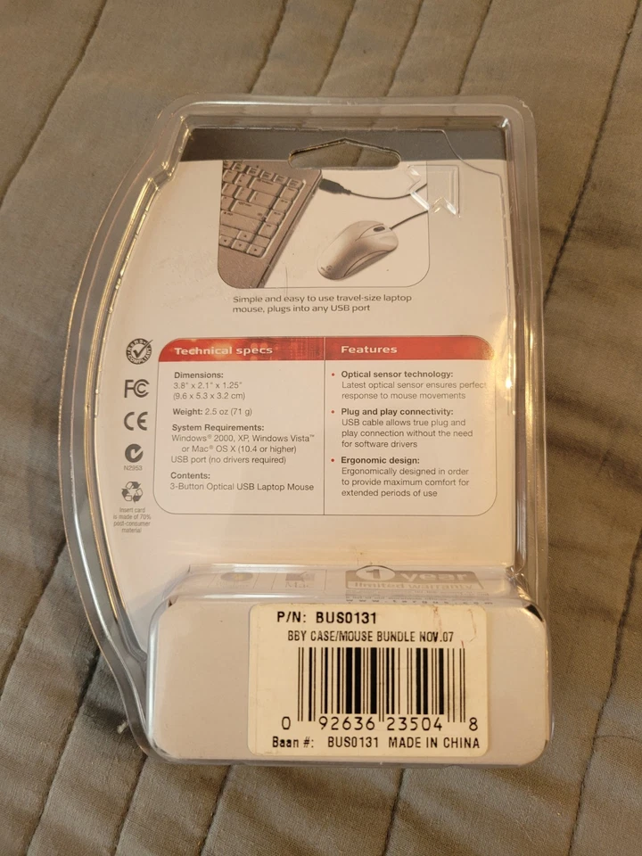 TARGUS 3 Button Optical USB Laptop Mouse AMU51US Wired - Image 2 of 3