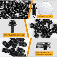 For Nissan 35 Pcs Body Bolts U-nut Clips- M6 Engine Under Cover Splash Shield