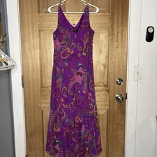 Jones New York women’s boho Vibrant Purple Paisley Maxi Dress size M
