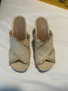 Aerosoeles Madina Olatform Sandals wNWOT crisscross upper cork wedge heal 7.5M