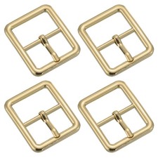4Pcs 1" Single Prong Belt Buckle Square Center Bar Buckles for Belt Gold
