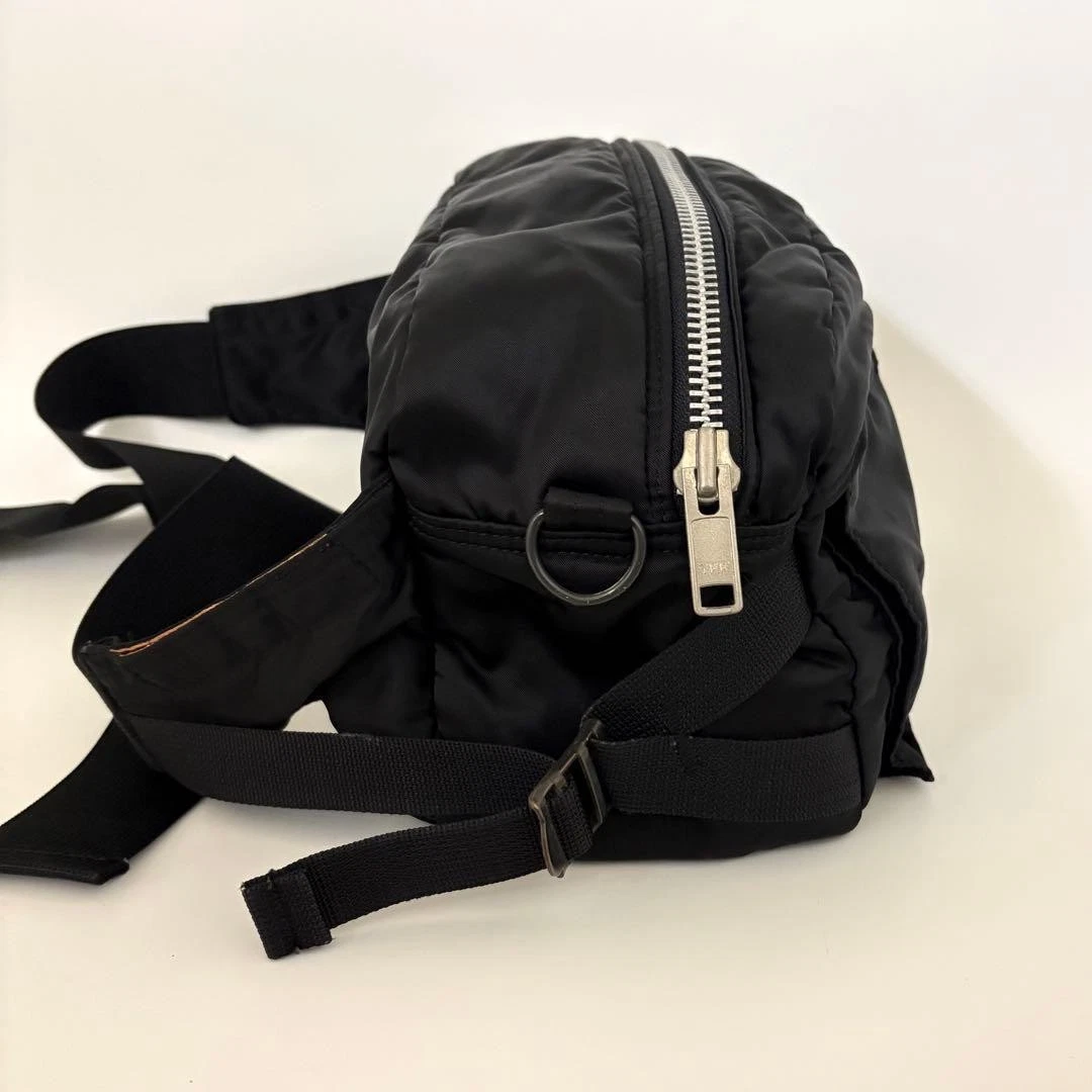 PORTER Yoshida TANKER Gürteltasche Body Bag Schwarz Nylon Orange Futter Made in Japan