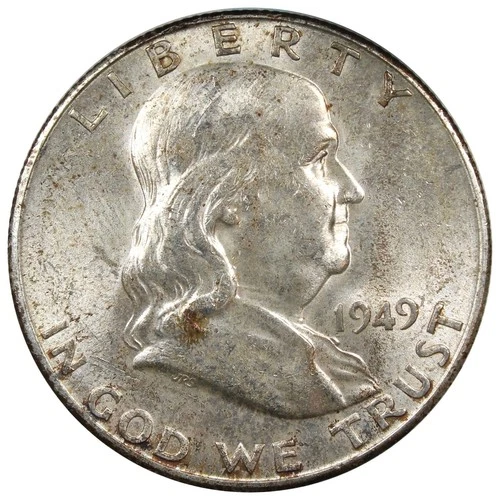 1949-S Franklin Half Dollar BU+ Uncirculated Better Date FULL BELL LINES A2869