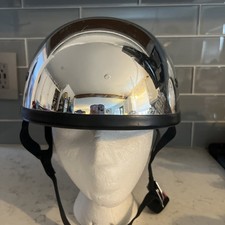 Chrome Motorcycle Skid Lid Half Helmet DOT Size M 57-58cm Low Profile Biker