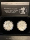 2021 $1 Reverse Proof American Silver Eagle Designer Edition 2pc Set, OGP