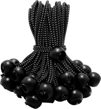 50 Pack 6 Inch Bungee Cords，Bungee Balls, Cords with Black and White 