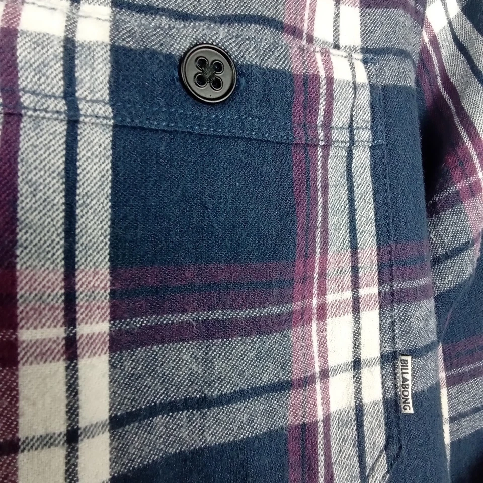 BILLABONG mens size XL shirt blue check slim fit flannel long sleeve layering - image 3 of 4