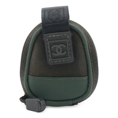 CHANEL Sport Line Coco Mark Arm Pouch, Canvas Nylon, Black, Green GZl1i4qy
