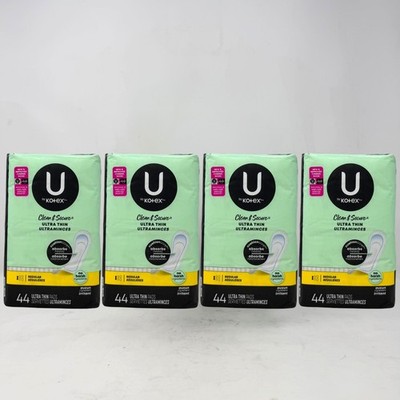 4 Pack - U by Kotex Clean & Secure Ultra Thin Pads, Regular, 44 Count