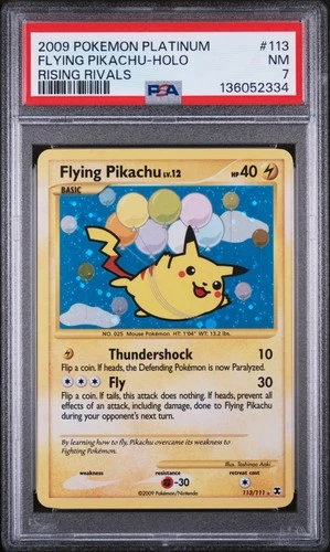 2009 POKEMON PLATINUM RISING RIVALS #113 FLYING PIKACHU-HOLO PSA 7