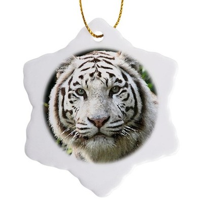 3dRose LLC White Tiger 3-Inch Snowflake Porcelain Ornament
