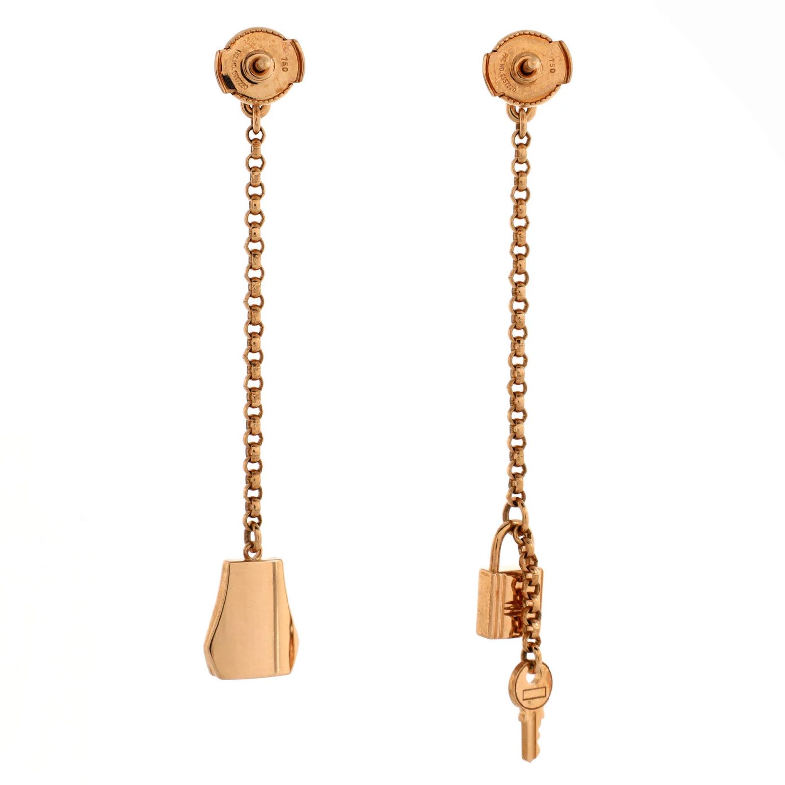 Hermes Kelly Clochette Drop Earrings 18K Rose Gold image 2