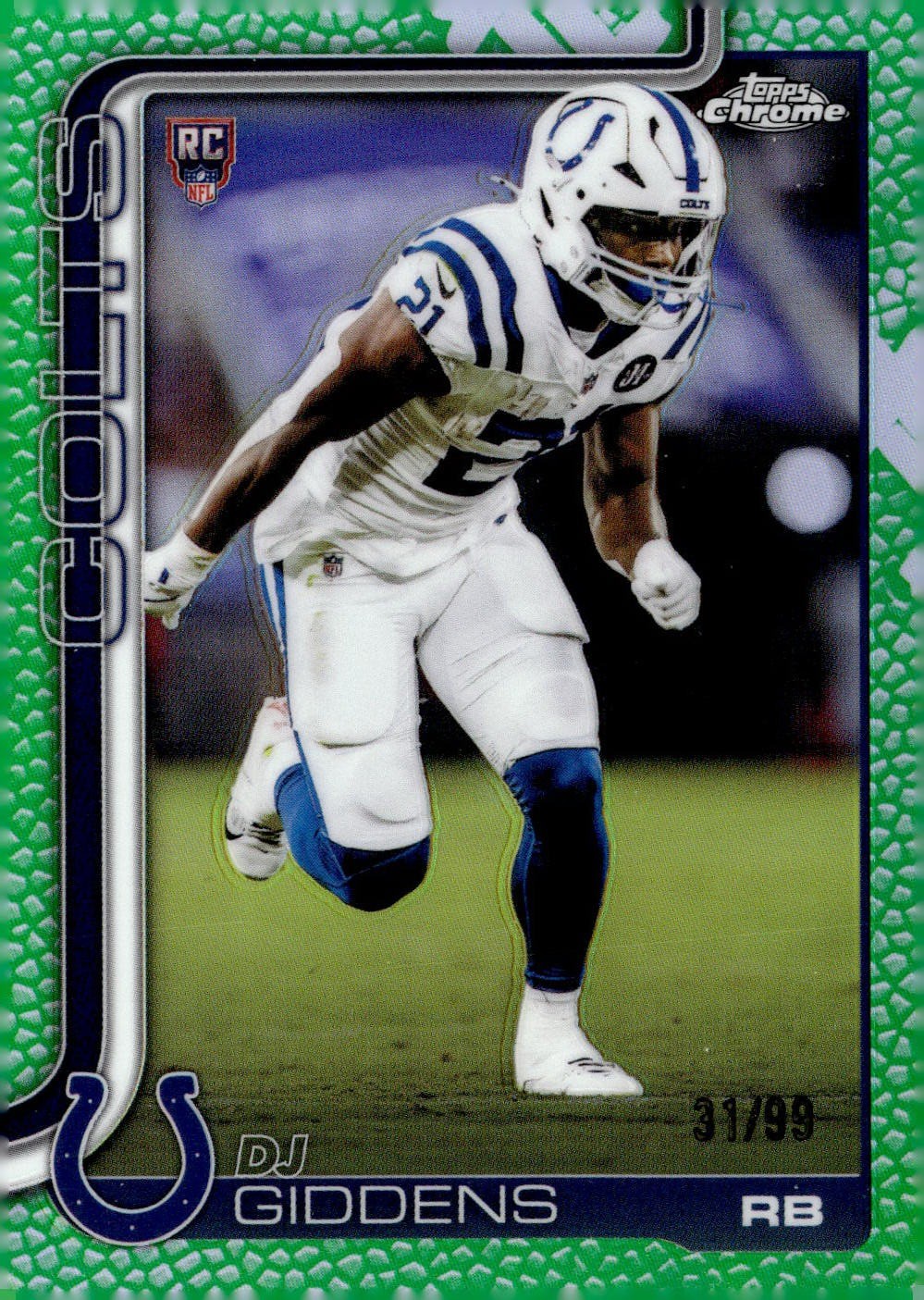 DJ Giddens Topps Chrome #390 Green Football Leather