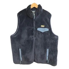 LL Bean Mens Sherpa Vest Fleece Navy Blue Full Zip Outdoor Casual Size XXL