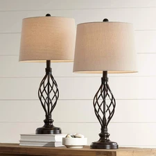 Franklin Iron Works Annie Traditional Rustic Farmhouse Table Lamps 28" Tall Full