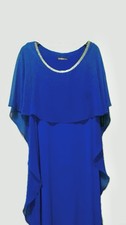 Glamour Blue Maxi Dress Rhinestone Embellished Neckline Women's Size 16