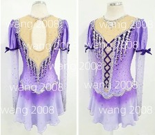 Ice Figure Skating Dress Rhythmic Gymnastics Twirling Competition purple dyeing