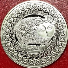 2009 BELARUS 1 ROUBLE PROOF-LKE ZODIAC SIGN ARIES RAM SUPERB! CU-NI (no silver)