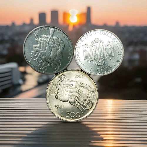 World/Foreign Silver: Italian/Italy 500 Lire Silver Coins Lot Of 3, 83.5% Pure