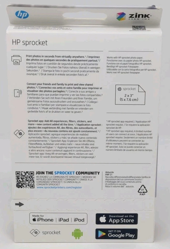 HP Sprocket Portable Printer, 2x3" Photo Printer Prints on Zink Paper - Image 2 of 3