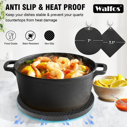 Walfos Silicone Trivet Mats - 4 Heat Resistant Pot Holders, Multipurpose Non-Sli - Picture 6 of 8