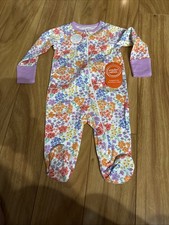 Wonder Nation Baby Girls Cotton Floral Zip Footed Sleeper Long Sleeve 3 - 6 M