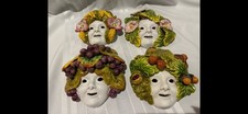 Set Of 4 Italy Wall Mask Ceramic Face Art