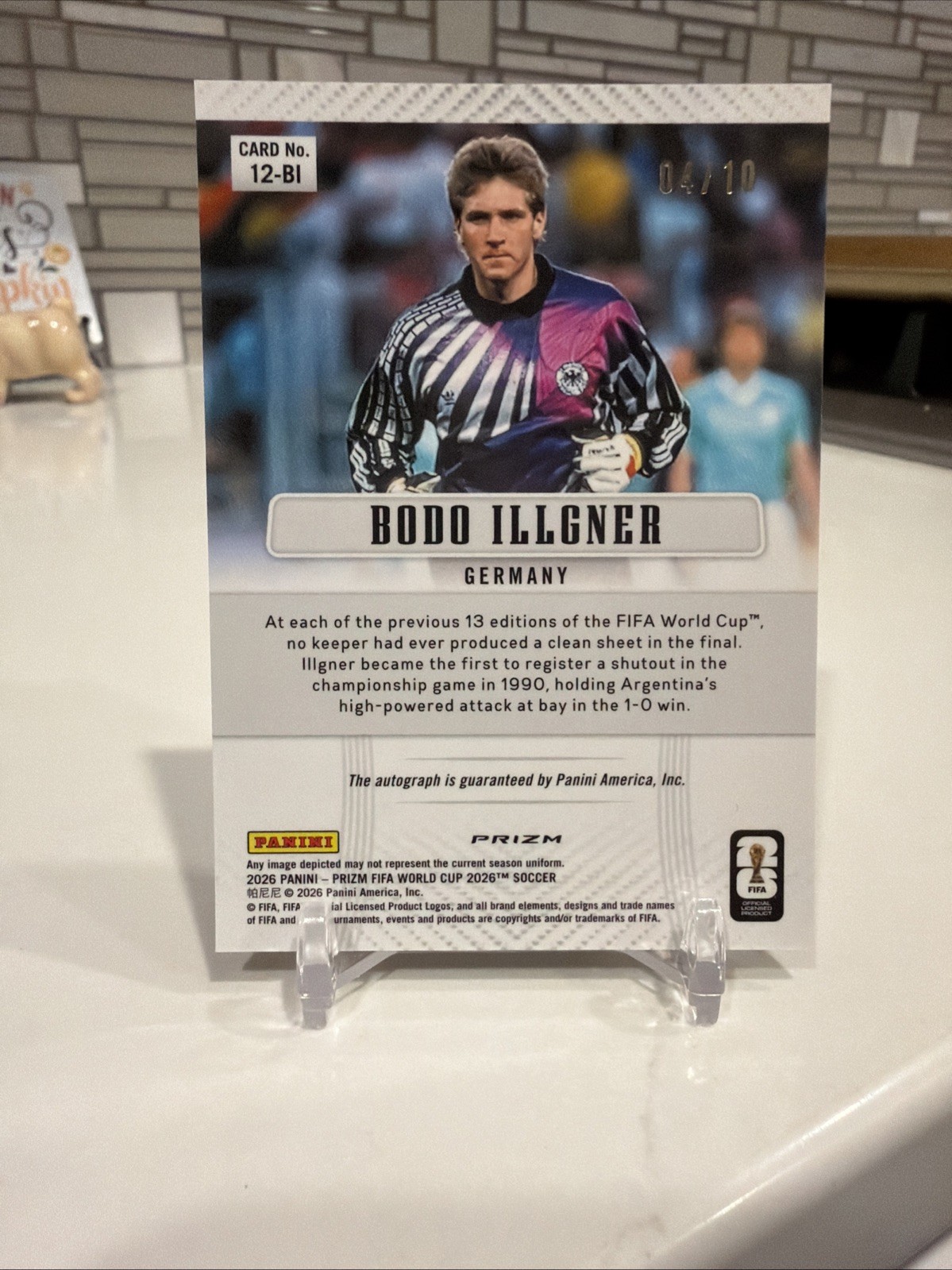 2026 Panini Prizm World Cup Bodo Illgner Gold Pulsar Autograph # 4/10 Germany view 2