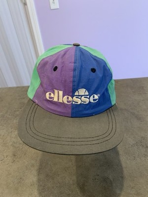 Vintage 90s Ellessee Color Block Snapback Hat Cap Needs Cleaning