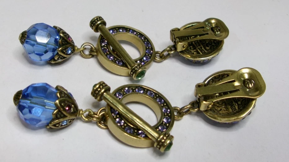 Pendientes Heidi Daus Confidenciales Lila Azul Cristal Convertible Borla Clip Foto 4 de 4