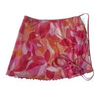 Jessica Simpson Colorful Floral Mesh Cover-up Sarong Side Tie Beach One Size New