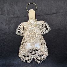 Handmade Wall Hanging Artcraft Angel Beige Color with Gold Tone Details 14 1/2"