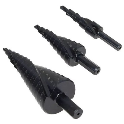 3PCS HSS Step Drill Bit Set Large Cone Titanium Bit Kit Metal Hole Cutter