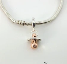 Authentic PANDORA Rose Gold Baby Pacifier Dangle 781490C01 Charm