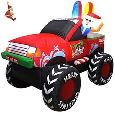 7FT Long Monster Truck Santa Christmas Inflatables Outdoor Decorations, Xmas ...
