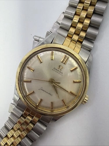 Vintage Omega Seamaster Automatic Two Tone Swiss Wristwatch 33mm RUNS
