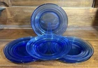 Lot Of 6 Vintage Hazel Atlas Cobalt Blue Depression Glass Salad Plates 7"