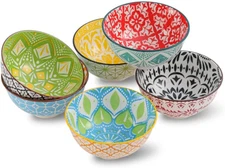 AHX Porcelain Dessert Bowls Cereal Bowl - Ceramic Bowl Set of 6 - Colorful Small