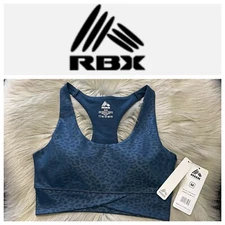 NWT RBX Live Life Active Teal Wet Leopard Sports Bra Size Medium Removable Pads